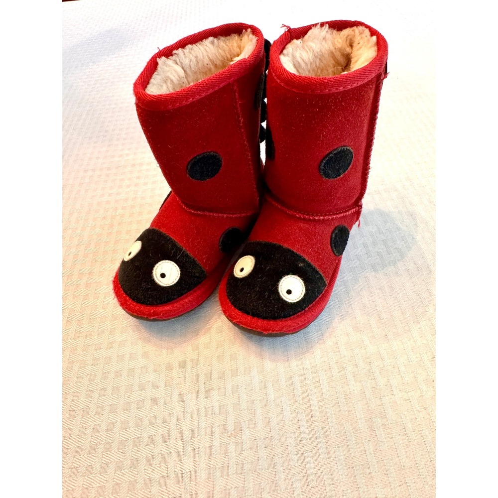 EMU Australia Ladybird K10111 Red Ladybug Merino Wool Suede Boots Toddler K8